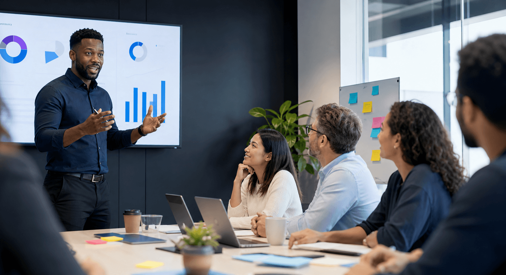 A facilitator leading a workplace training session